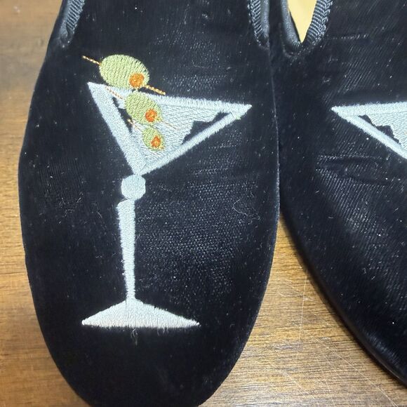 A. Marinelli Martini Cocktail Embroidered Velvet Loafer Slip On Shoes 9.5 - Picture 4 of 8